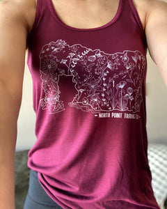 Local Wildflowers + Sea Lion Tank Top - Maroon, Mauve, Mint & Navy