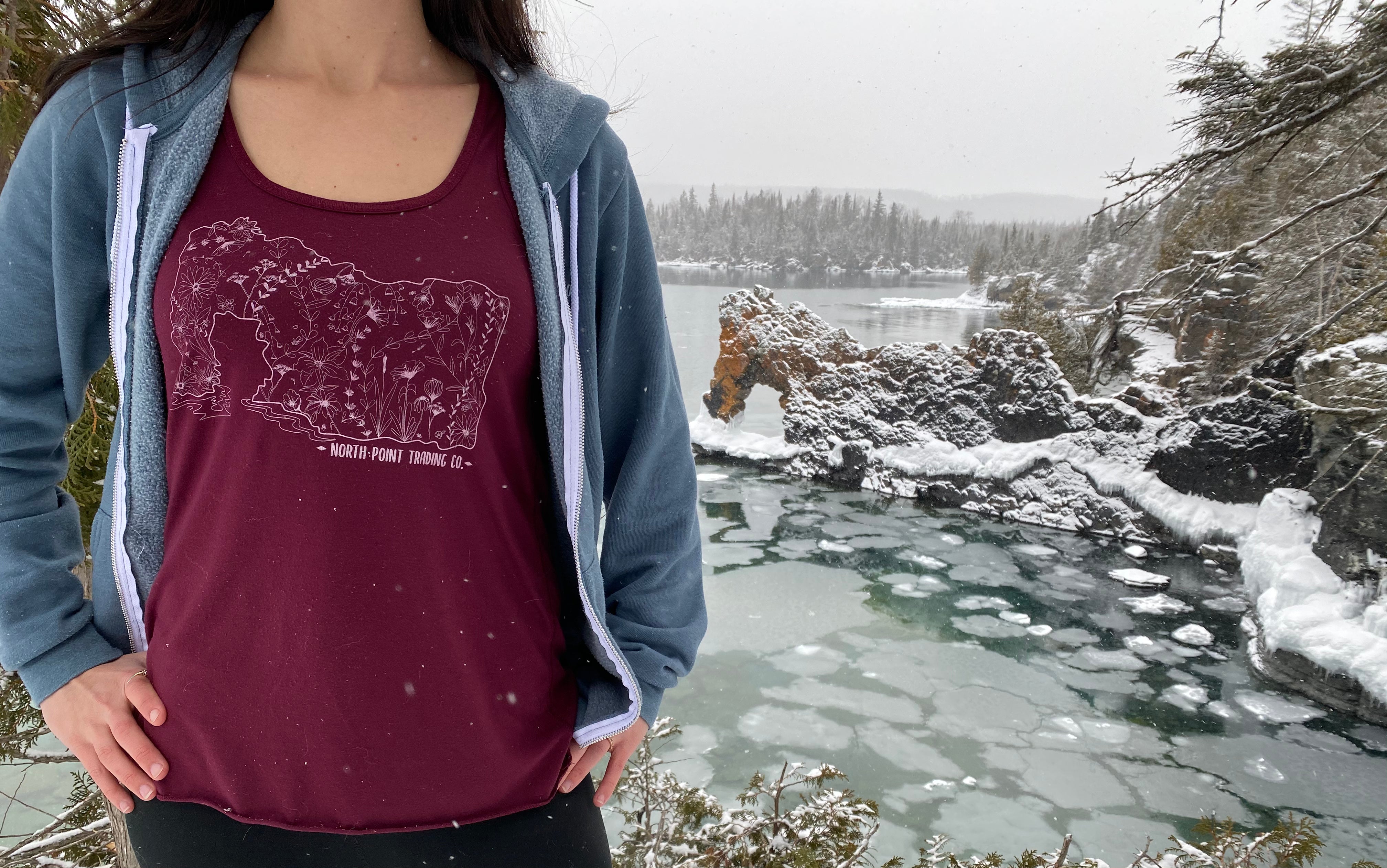 Local Wildflowers + Sea Lion Tank Top - Maroon, Mauve, Mint & Navy