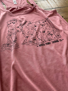 Local Wildflowers + Sea Lion Tank Top - Maroon, Mauve, Mint & Navy