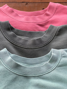 Pigment-Dyed Crewnecks in Mint, Alpine Green and Pink